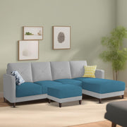 Swaloni RHS 6 Seater L Shape Sofa Set with Center Table for Living Room (Turquise Grey) Premium Fabric Sofa