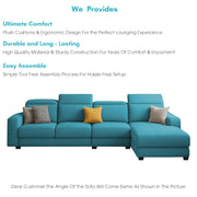 Orion RHS 6 Seater L Shape Sofa Set for Living Room (Turquise Colour) Premium Fabric Sofa