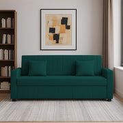 Cameron 3 Seater Sofa Cum Bed for Living Room (Pine Fabric) Premium Fabric Sofa