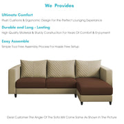 Mikasa 4 Seater RHS L Shape Sofa Set for Living Room (Cream Brown Fabric) Premium Fabric Sofa Set for Living Room