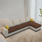 Casaliving Porto LHS 6 Seater L Shape Sofa Set for Living Room (Black Fabric) Premium Velvet Fabric