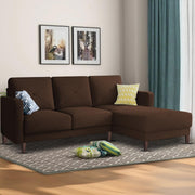 Swaloni RHS 4 Seater L Shape Sofa Set for Living Room (Brown) Premium Fabric Sofa