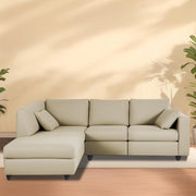 Dorian LHS 4 Seater L Shape Sofa Set for Living Room (Cream Fabric) Premium Fabric Sofa