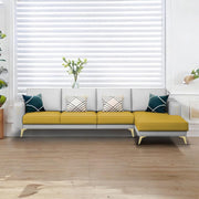 Falco RHS 6 Seater L Shape Sofa Set for Living Room (Yellow Grey Fabric) Premium Fabric Sofa