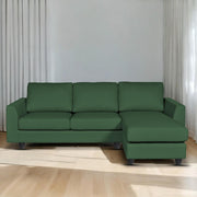 Danver RHS 4 Seater L Shape Sofa Set for Living Room (Green Fabric) Premium Fabric Sofa