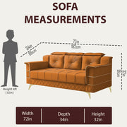 Julio 3 Seater Sofa Set for Living Room (Orange Colour Fabric) Premium Fabric Sofa