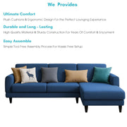 Aria RHS 4 Seater L Shape Sofa Set for Living Room (Blue) Premium Fabric Sofa Set