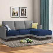 Swaloni RHS 4 Seater L Shape Sofa Set for Living Room (Blue Grey) Premium Fabric Sofa