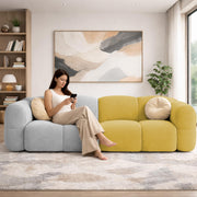 Casaliving Vetras Modern Velvet Bubble Cloud Sofa, Tufted Design Upholstered 3 Seater Sofa Set for Living Room,(Blue Colour) Premium Velvet Fabric Sofa