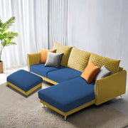 Casaliving Stanly LHS 4 Seater L Shape Sofa with Center Table for Living Room (Blue Fabric)