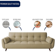 Francois 3 Seater Convertible Sofa Cum Bed for Living Room (Cream Fabric) Premium Fabric Sofa