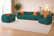 Vesta Modern Velvet Bubble Cloud Sofa, Tufted Design Upholstered 3+1+1 Seater Sofa Set for Living Room, (Black Colour) Premium Velvet Fabric Sofa