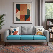 Casaliving Mikasa 3 Seater Sofa Set for Living Room (Black Colour Fabric) Premium Fabric Sofa