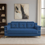 Julio 3 Seater Sofa Set for Living Room (Blue Colour Fabric) Premium Fabric Sofa