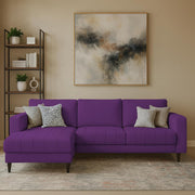 Oslo 4 Seater LHS L Shape Sofa Set for Living Room (Purple Fabric) Premium Fabric Sofa Set for Living Room