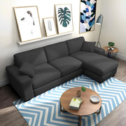 Martin 4 Seater RHS L Shape Sofa Set for Living Room (Black Colour Fabric)