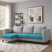 Mikasa 4 Seater LHS L Shape Sofa Set for Living Room (Turquise Grey Fabric) Premium Fabric Sofa Set for Living Room