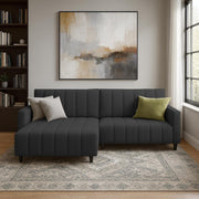 Netlie 4 Seater LHS L Shape Sofa Set for Living Room (Black Fabric) Premium Fabric Sofa Set for Living Room