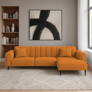 Damian RHS 4 Seater L Shape Sofa Set for Living Room (Orange Colour Fabric) Premium Fabric Sofa Set for Living Room