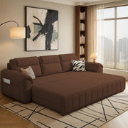 Alicia 3 Seater Sofa Cum Bed for Living Room (Brown Fabric) Premium Fabric Sofa