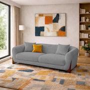 Elora Modern Premium Boucle Fabric Sofa, Upholstered 3 Seater Sofa Set for Living Room, (Black Colour) Premium Boucle Fabric Sofa