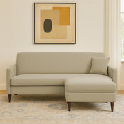 Valkyrie 4 Seater L Shape Convertible Sofa Set for Living Room, 3 Seater & Ottoman Modular Sectional Couch for Small Space (Cream Colour) Fabric