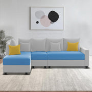 Inclair LHS 6 Seater L Shape Sofa Set for Living Room (Turquise Grey Fabric) Premium Fabric Sofa