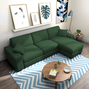 Martin 4 Seater RHS L Shape Sofa Set for Living Room (Green Colour Fabric)