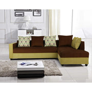 Rio 6 Seater L Shape Sofa for Living Room | Right Side Sofa (Brown-Green)