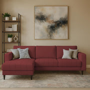 Oslo 4 Seater LHS L Shape Sofa Set for Living Room (Maroon Fabric) Premium Fabric Sofa Set for Living Room