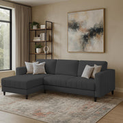 Oslo 4 Seater LHS L Shape Sofa Set for Living Room (Black Fabric) Premium Fabric Sofa Set for Living Room