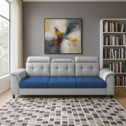 Kaven 3 Seater Sofa Set for Living Room (Yellow Grey Colour Fabric) Premium Fabric Sofa