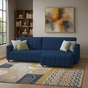 Netlie 4 Seater RHS L Shape Sofa Set for Living Room (Blue Fabric) Premium Fabric Sofa Set for Living Room