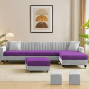 Casaliving Garcia 8 Seater RHS L Shape Sofa Set with Ottoman & 2 Puffy for Living Room (Grey Colour Fabric) Premium Fabric Sofa