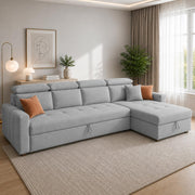 Casaliving Gagnon LHS 4 Seater L Shape Corner Sofa Cum Bed for Living Room with Storage (Black Fabric) Premium Fabric Sofa Cum Bed