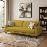 Kaven 3 Seater Sofa Set for Living Room (Yellow Colour Fabric) Premium Fabric Sofa