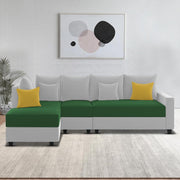 Inclair LHS 6 Seater L Shape Sofa Set for Living Room (Green Grey Fabric) Premium Fabric Sofa