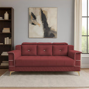 Julio 3 Seater Sofa Set for Living Room (Maroon Colour Fabric) Premium Fabric Sofa