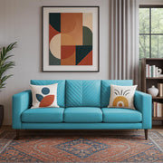 Mikasa 3 Seater Sofa Set for Living Room (Turquise Colour Fabric) Premium Fabric Sofa
