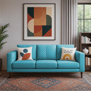 Casaliving Mikasa 3 Seater Sofa Set for Living Room (Black Colour Fabric) Premium Fabric Sofa