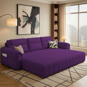 Alicia 3 Seater Sofa Cum Bed for Living Room (Purple Fabric) Premium Fabric Sofa