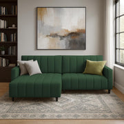 Netlie 4 Seater LHS L Shape Sofa Set for Living Room (Green Fabric) Premium Fabric Sofa Set for Living Room