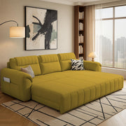 Alicia 3 Seater Sofa Cum Bed for Living Room (Yellow Fabric) Premium Fabric Sofa