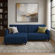 Netlie 4 Seater LHS L Shape Sofa Set for Living Room (Blue Fabric) Premium Fabric Sofa Set for Living Room