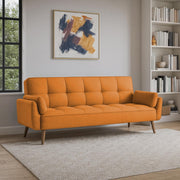 Francois 3 Seater Convertible Sofa Cum Bed for Living Room (Orange Fabric) Premium Fabric Sofa