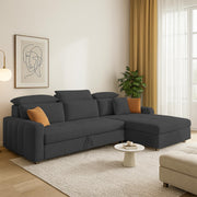 Gagnon LHS 6 Seater L Shape Corner Sofa Cum Bed for Living Room (Yellow Fabric) Premium Fabric Sofa