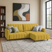 Netlie 4 Seater RHS L Shape Sofa Set for Living Room (Yellow Fabric) Premium Fabric Sofa Set for Living Room