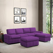 Rone 6 Seater L-Shaped & U-Shaped Sofas Set for Living Room – (Purple Colour Fabric) Premium Comfort Sofa