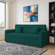 Cameron 3 Seater Sofa Cum Bed for Living Room (Pine Fabric) Premium Fabric Sofa