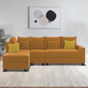 Inclair LHS 6 Seater L Shape Sofa Set for Living Room (Orange Fabric) Premium Fabric Sofa